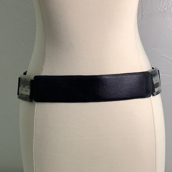 Sandy Duftler Designs Tortoiseshell and Leather elastic wide belt size S EUC main image 6
